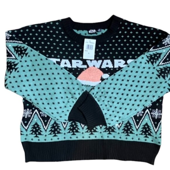 STAR WARS Men's Mandalorian Baby Yoda Santa Knit Ugly Christmas Sweater Large - Picture 14 of 16
